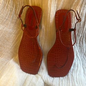 Red textured leather sandal
